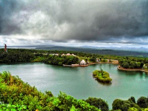 Aerial view of Grand Bassin Viewpoint, Mauritius